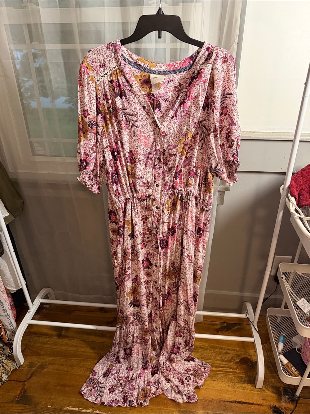 Knox Rose Pink Floral Maxi Dress with Button Front